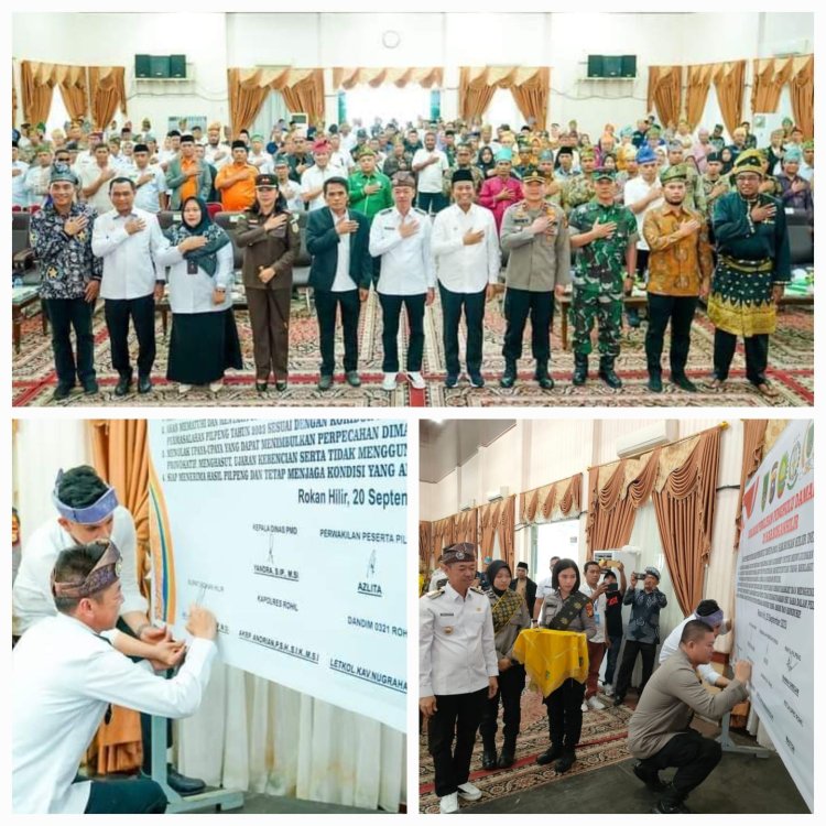 Deklarasi Damai Pemilu Tahun 2024, Bupati Rohil Ajak Seluruh Lapisan Saling Bersinergi
