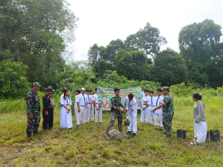Karya Bhakti, Koramil Lakukan Tanam Pohon Antisipasi Terjadinya Banjir Dan Muncul Wabah Penyakit 