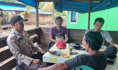 Bripka Aprizon, Bhabin Kamtibmas Desa Tunggal Rahayu Jaya Polsek Teluk Belengkong, Giat Melakukan Sosialisasi Damai Pemilu 2024