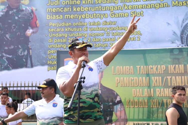 Keseruan Lomba Tangkap Ikan Bersama Pangdam XII/Tpr Meriahkan HUT Satuan
