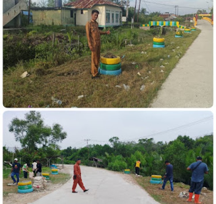Jum'at Bersih 2024: Penghulu dan Staf Kantor Kolaborasi dengan Tim KKN Universitas Riau (UNRI) dalam Gotong Royong