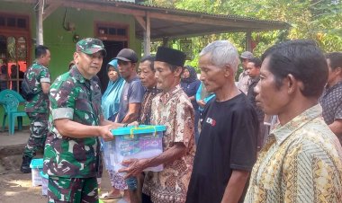 Kodim 0806 Trenggalek Salurkan Bantuan Sembako Korban Longsor