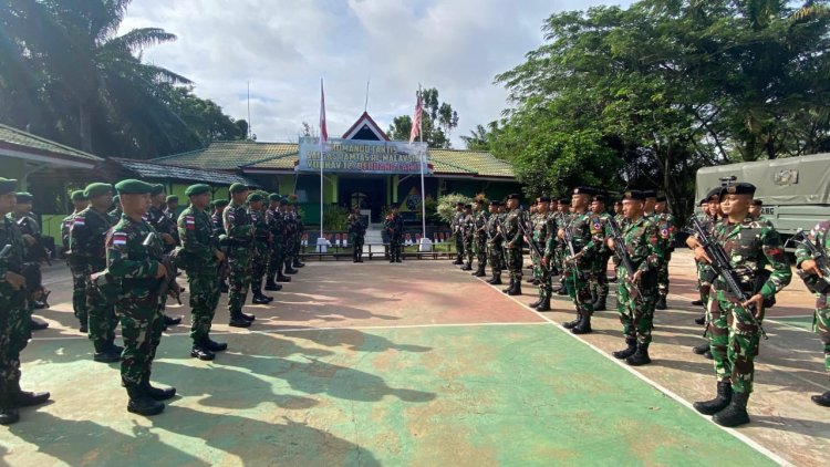 Yonkav 12/BC Serahkan Kodal Satgas Pamtas ke Yonarhanud 1