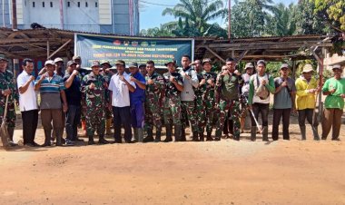 TMMD 125 Kodim Rohil Bersihkan Pasar Pekaitan, Warga Antusias