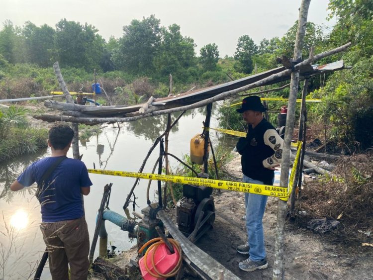 Polsek Tapung Gerebek Tambang Pasir Ilegal di Karya Indah, Kampar