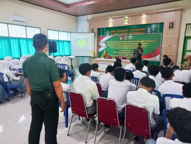 Satgas TMMD Boyolali Ajak Siswa Jadi Prajurit TNI dan Tanamkan Bela Negara
