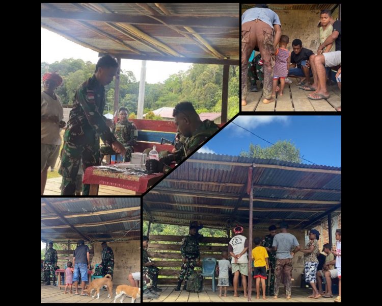 Satgas Pamtas Yonif 763/SBA Gelar Pengobatan Gratis untuk Warga Kokas Papua Barat Daya