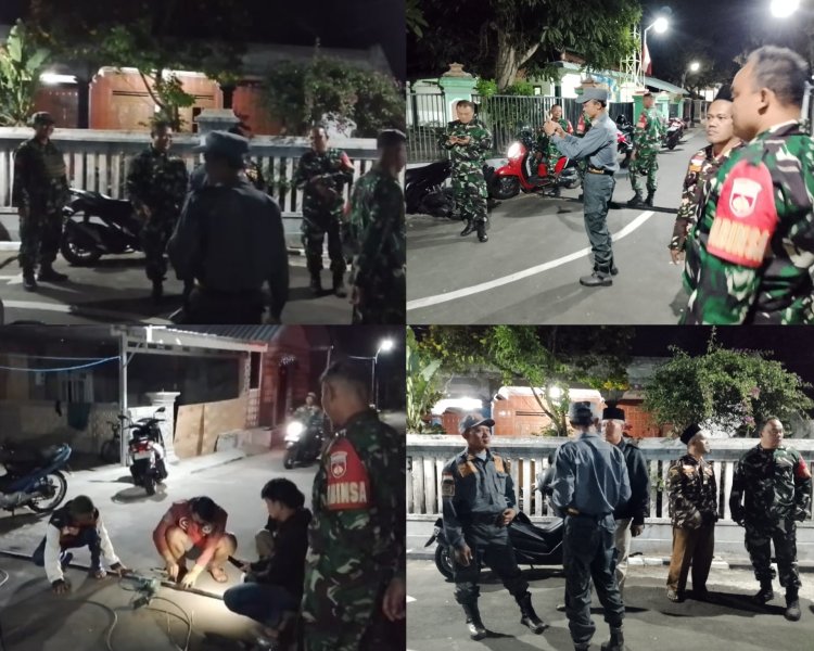 Patroli TNI, Linmas, Banser Jaga Keamanan Desa Mudal Boyolali