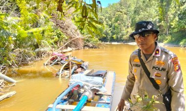 Polisi Kampar Kiri Gerebek Tambang Emas Ilegal, 7 Rakit Mesin Isap Disita