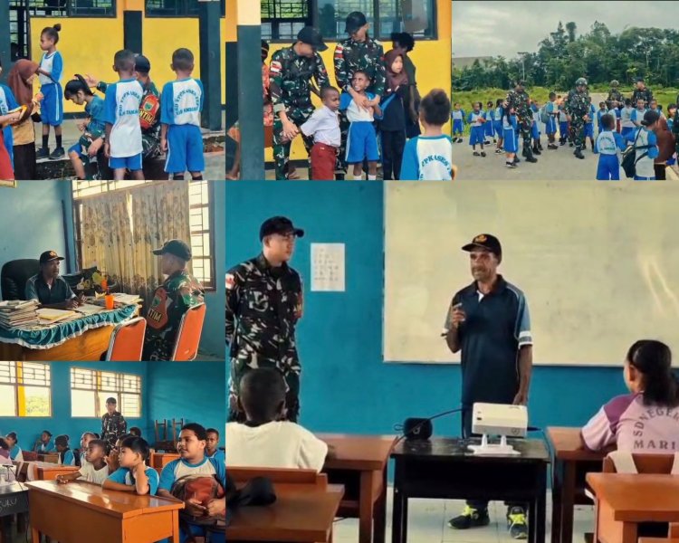 Satgas Yonif 763/SBA Tanamkan Bela Negara di SD YPPK Ases Fef