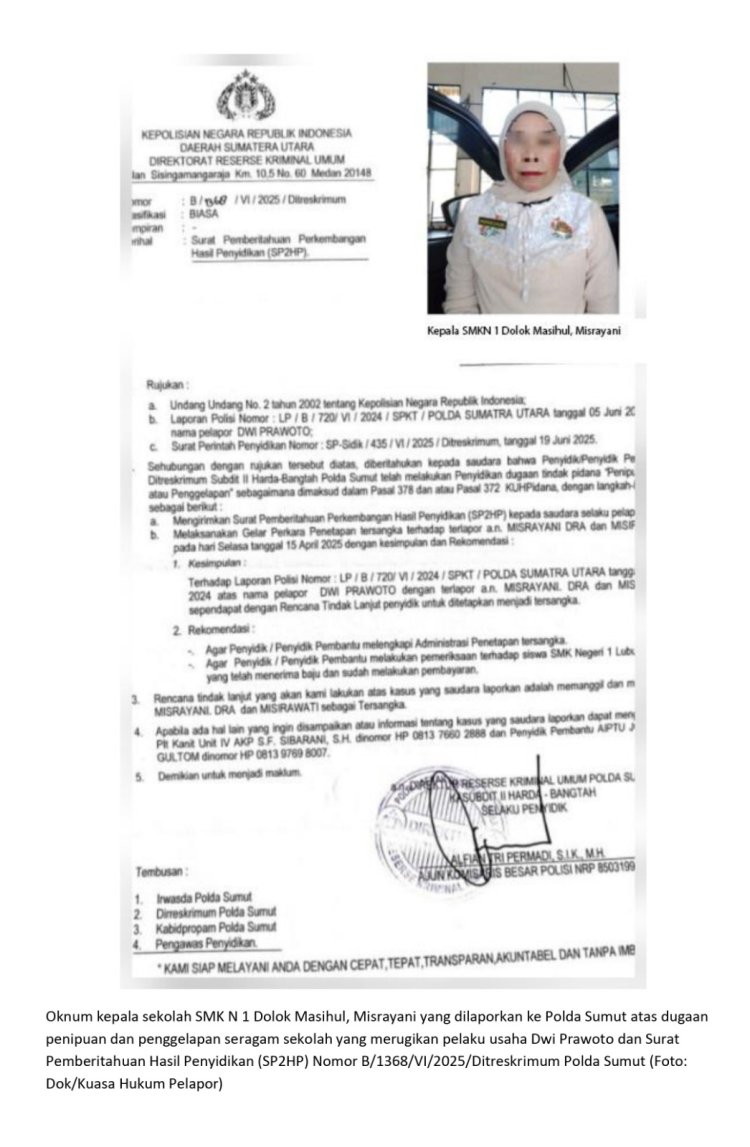 BAP Kasus Kepala SMKN 1 Dolok Masihul Dilimpahkan ke Kejaksaan