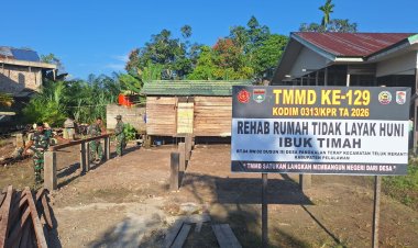 Wakilkan Impian Rumah Layak Huni, Program RTLH Ibu Timah Di TMMD Ke 129 Kodim 0313/KPR Capai Progres 13 Persen