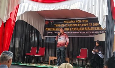 Perkokoh Karakter Bangsa, Satgas TMMD Ke-129 Kodim 0313/KPR Gelar Penyuluhan Wawasan Kebangsaan di Desa Pangkalan Terap